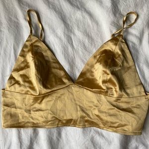 Shein gold satin bralette top
